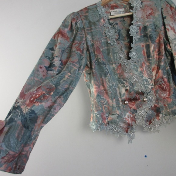 Nah Nah Collection Jonathan Tait Floral Blouse 7 8 Pearl Vtg Cottagecore 358 - Picture 11 of 15